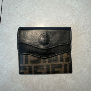 Fendi Black and Brown Logo Wallet